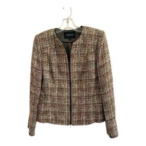 Lafayette 148 Tweed Zip Front Blazer Jacket Size 4